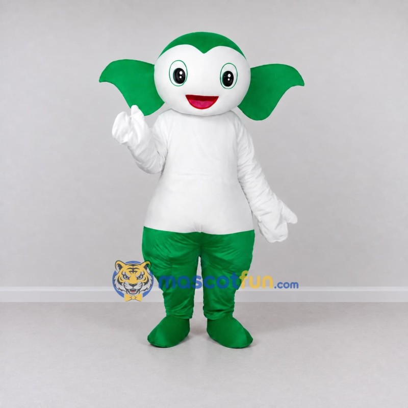 Custom Green and White Leaf-Eared Creature Mascot Costume Adult Full Body Suit for Children's Events Custom Green and White Leaf-Eared Creature Mascot Costume Adult Full Body Suit for Children's Events