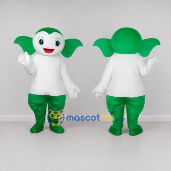 Custom Green and White Leaf-Eared Creature Mascot Costume Adult Full Body Suit for Children's Events