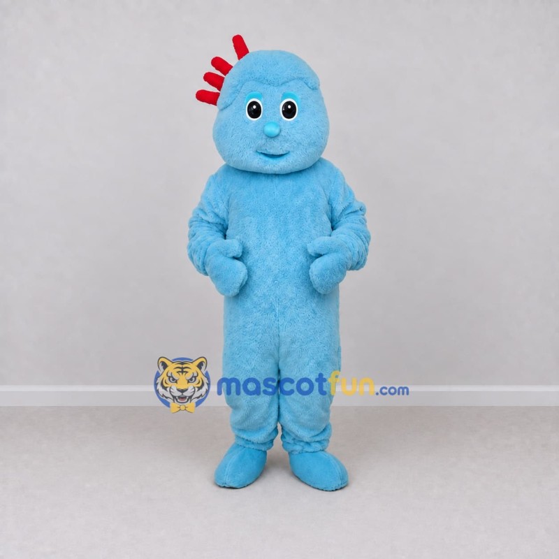 Custom Blue and Red Crested Creature Mascot Costume Adult Full Body Suit for Children's Events Custom Blue and Red Crested Creature Mascot Costume Adult Full Body Suit for Children's Events