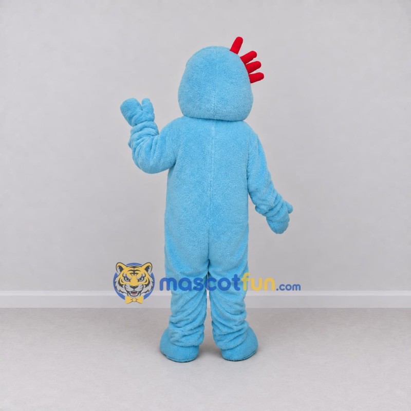 Custom Blue and Red Crested Creature Mascot Costume Adult Full Body Suit for Children's Events Custom Blue and Red Crested Creature Mascot Costume Adult Full Body Suit for Children's Events