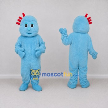 Custom Blue and Red Crested Creature Mascot Costume Adult Full Body Suit for Children's Events