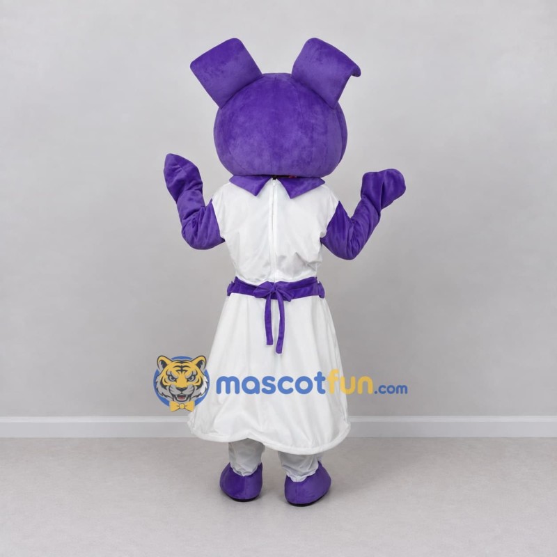 Custom Purple and White Girl in Bunny Hood Mascot Costume Adult Full Body Suit for Children's Events Custom Purple and White Girl in Bunny Hood Mascot Costume Adult Full Body Suit for Children's Events