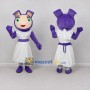 Custom Purple and White Girl in Bunny Hood Mascot Costume Adult Full Body Suit for Children's Events