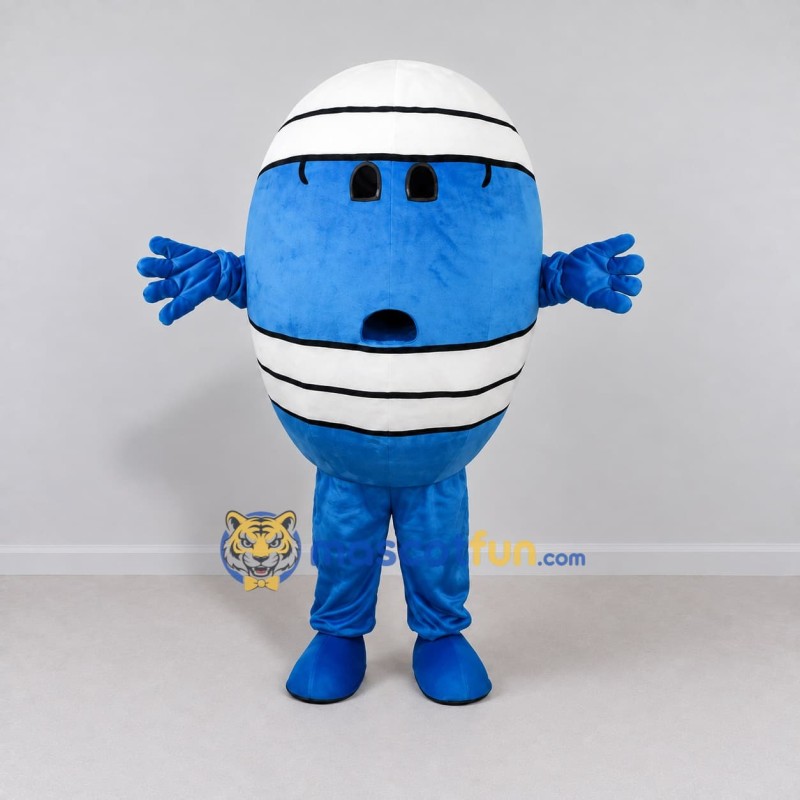Custom Blue and White Oval Character Mascot Costume Adult Full Body Suit for Festival Events Custom Blue and White Oval Character Mascot Costume Adult Full Body Suit for Festival Events