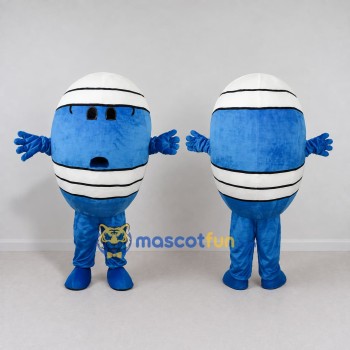 Custom Blue and White Oval Character Mascot Costume Adult Full Body Suit for Festival Events