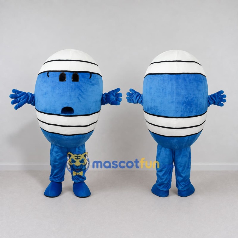 Custom Blue and White Oval Character Mascot Costume Adult Full Body Suit for Festival Events Custom Blue and White Oval Character Mascot Costume Adult Full Body Suit for Festival Events