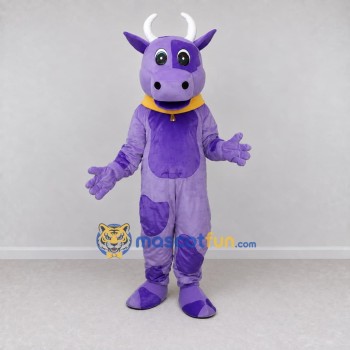Custom Purple and Yellow Bull Mascot Costume Adult Full Body Suit for Farm Events