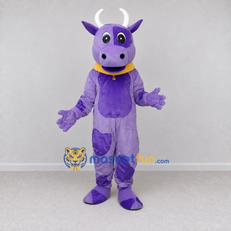 Custom Purple and Yellow Bull Mascot Costume Adult Full Body Suit for Farm Events