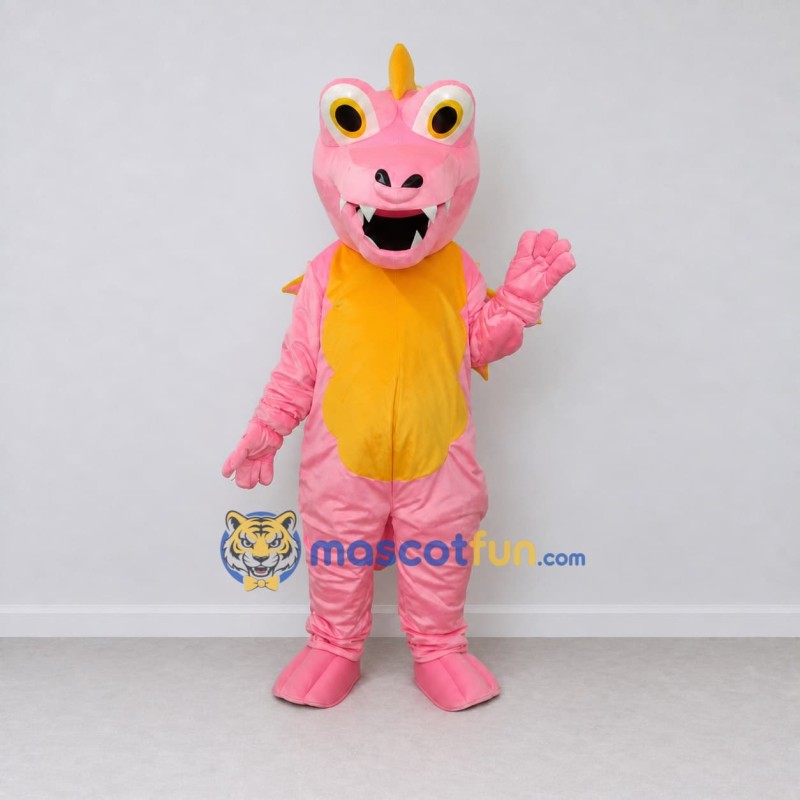 Custom Pink and Yellow Dragon Mascot Costume Adult Full Body Suit for Festival Events Custom Pink and Yellow Dragon Mascot Costume Adult Full Body Suit for Festival Events