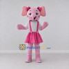 Custom Pink and White Elephant in Skirt Mascot Costume Adult Full Body Suit for Children's Events