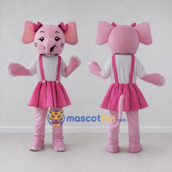 Custom Pink and White Elephant in Skirt Mascot Costume Adult Full Body Suit for Children's Events