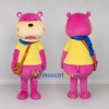 Custom Pink and Yellow Hippopotamus in T-Shirt Mascot Costume Adult Full Body Suit for Children's Events Custom Pink and Yellow Hippopotamus in T-Shirt Mascot Costume Adult Full Body Suit for Children's Events