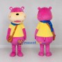 Custom Pink and Yellow Hippopotamus in T-Shirt Mascot Costume Adult Full Body Suit for Children's Events