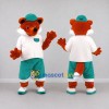 Custom Orange White and Teal Fox in Sportswear Mascot Costume Adult Full Body Suit for Sports Events Custom Orange White and Teal Fox in Sportswear Mascot Costume Adult Full Body Suit for Sports Events