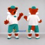 Custom Orange White and Teal Fox in Sportswear Mascot Costume Adult Full Body Suit for Sports Events