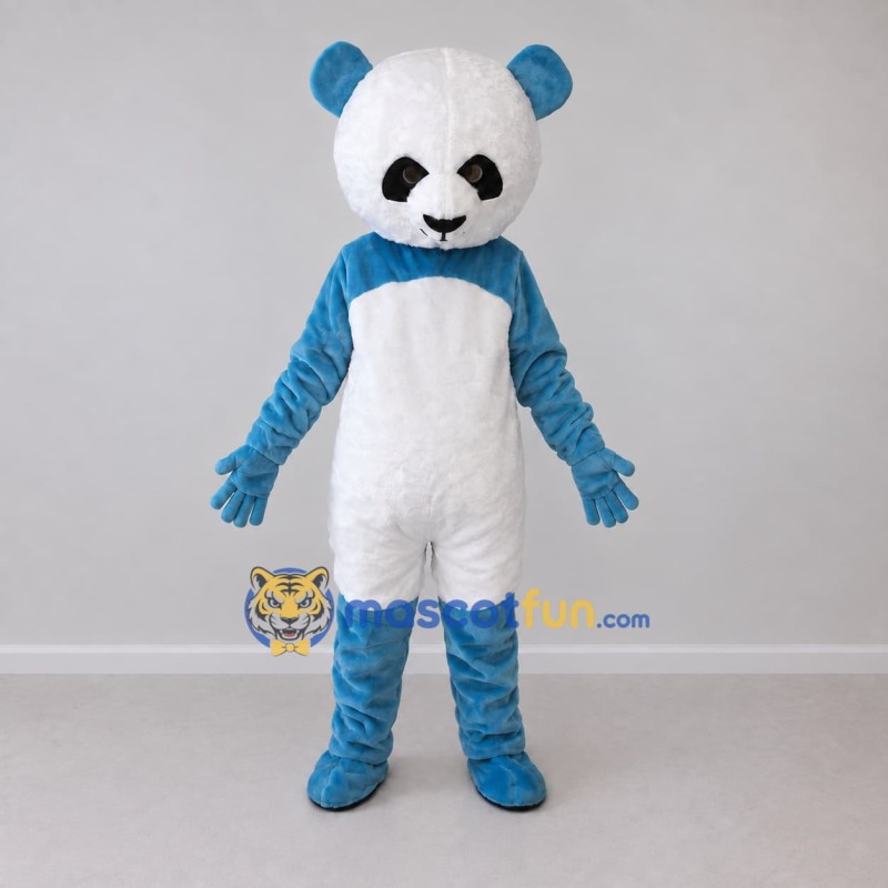 Custom Blue and White Panda Mascot Costume Adult Full Body Suit for Children's Events