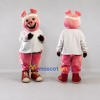 Custom Pink and White Pig in Jacket Mascot Costume Adult Full Body Suit for Children's Events Custom Pink and White Pig in Jacket Mascot Costume Adult Full Body Suit for Children's Events