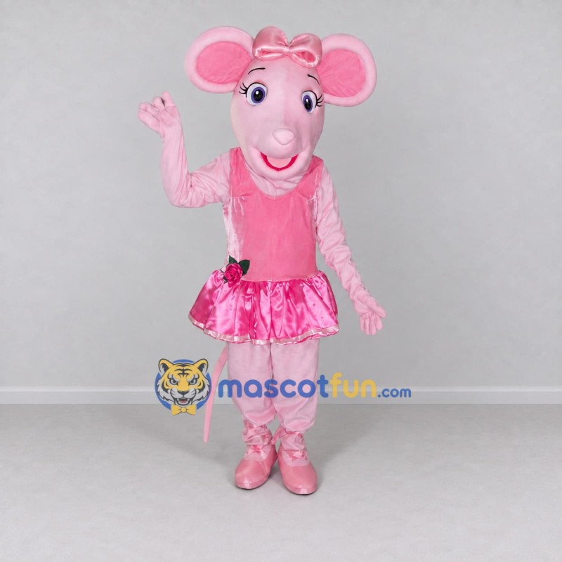 Custom Pink Mouse in Skirt Mascot Costume Adult Full Body Suit for Children's Events Custom Pink Mouse in Skirt Mascot Costume Adult Full Body Suit for Children's Events