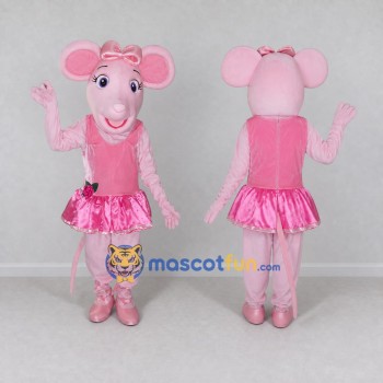 Custom Pink Mouse in Skirt Mascot Costume Adult Full Body Suit for Children's Events