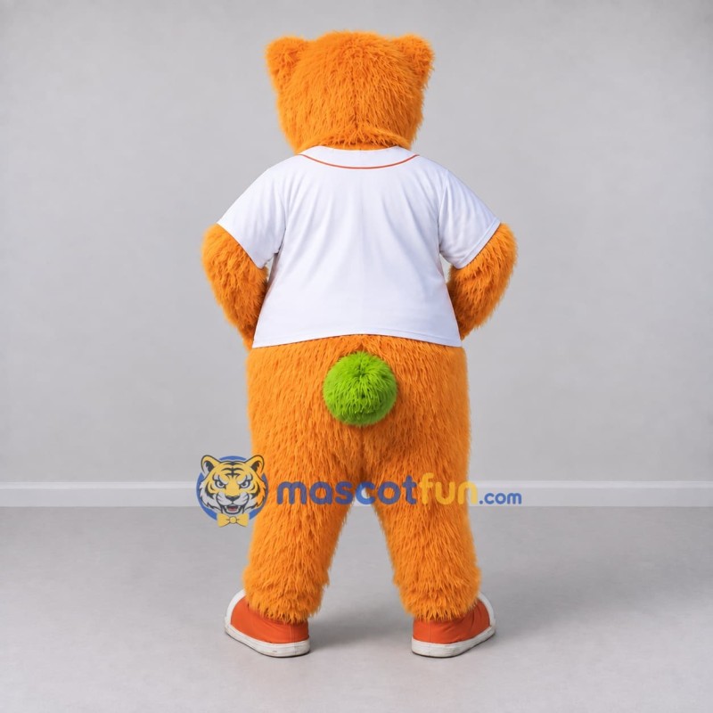 Custom Orange White and Green Bear in Jersey Mascot Costume Adult Full Body Suit for Sports Events Custom Orange White and Green Bear in Jersey Mascot Costume Adult Full Body Suit for Sports Events