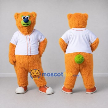 Custom Orange White and Green Bear in Jersey Mascot Costume Adult Full Body Suit for Sports Events