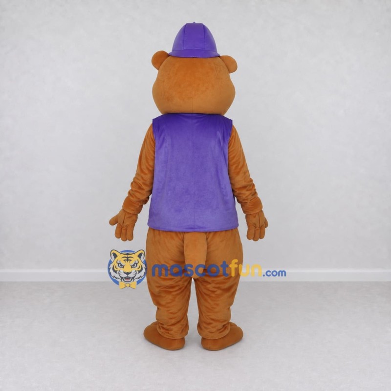 Custom Brown and Purple Rodent in Vest Mascot Costume Adult Full Body Suit for Children's Events Custom Brown and Purple Rodent in Vest Mascot Costume Adult Full Body Suit for Children's Events
