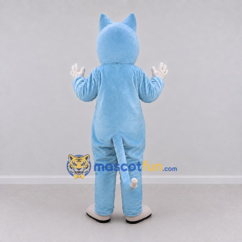 Custom Light Blue and White Cat Mascot Costume Adult Full Body Suit for Children's Events Custom Light Blue and White Cat Mascot Costume Adult Full Body Suit for Children's Events