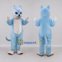 Custom Light Blue and White Cat Mascot Costume Adult Full Body Suit for Children's Events