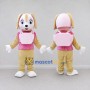 Custom Tan Pink and White Aviator Puppy Mascot Costume Adult Full Body Suit for Children's Events