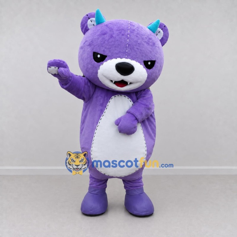 Custom Purple and White Horned Bear Mascot Costume Adult Full Body Suit for Costume Parties Custom Purple and White Horned Bear Mascot Costume Adult Full Body Suit for Costume Parties