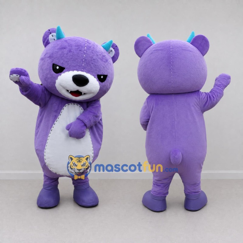 Custom Purple and White Horned Bear Mascot Costume Adult Full Body Suit for Costume Parties Custom Purple and White Horned Bear Mascot Costume Adult Full Body Suit for Costume Parties