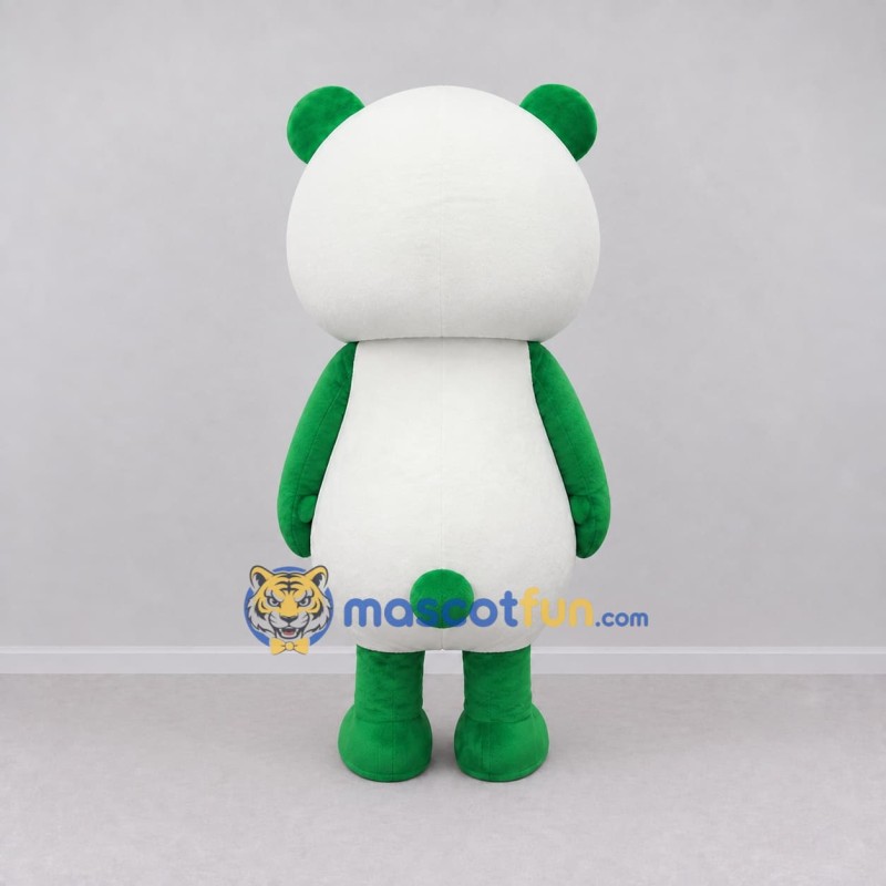 Custom Green and White Panda with Bow Tie Mascot Costume Adult Full Body Suit for Children's Events Custom Green and White Panda with Bow Tie Mascot Costume Adult Full Body Suit for Children's Events