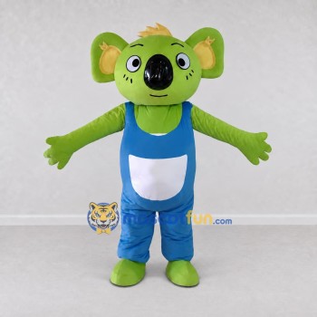 Custom Green and Blue Koala in Overalls Mascot Costume Adult Full Body Suit for Children's Events Custom Green and Blue Koala in Overalls Mascot Costume Adult Full Body Suit for Children's Events