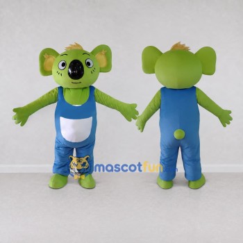 Custom Green and Blue Koala in Overalls Mascot Costume Adult Full Body Suit for Children's Events