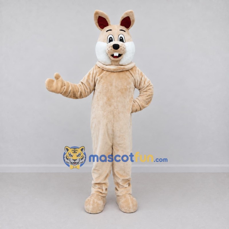Custom Tan and White Rabbit Mascot Costume Adult Full Body Suit for Easter Events Custom Tan and White Rabbit Mascot Costume Adult Full Body Suit for Easter Events