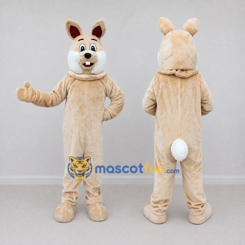 Custom Tan and White Rabbit Mascot Costume Adult Full Body Suit for Easter Events Custom Tan and White Rabbit Mascot Costume Adult Full Body Suit for Easter Events