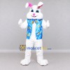 Custom White and Blue Rabbit in Vest Mascot Costume Adult Full Body Suit for Easter Events Custom White and Blue Rabbit in Vest Mascot Costume Adult Full Body Suit for Easter Events
