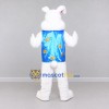 Custom White and Blue Rabbit in Vest Mascot Costume Adult Full Body Suit for Easter Events Custom White and Blue Rabbit in Vest Mascot Costume Adult Full Body Suit for Easter Events