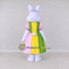 Custom White Green and Pink Rabbit in Dress Mascot Costume Adult Full Body Suit for Easter Events Custom White Green and Pink Rabbit in Dress Mascot Costume Adult Full Body Suit for Easter Events