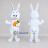 Custom White and Orange Rabbit with Carrot Mascot Costume Adult Full Body Suit for Easter Events Custom White and Orange Rabbit with Carrot Mascot Costume Adult Full Body Suit for Easter Events