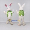 Custom White and Green Rabbit in Polka Dot Vest Mascot Costume Adult Full Body Suit for Easter Events Custom White and Green Rabbit in Polka Dot Vest Mascot Costume Adult Full Body Suit for Easter Events