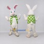 Custom White and Green Rabbit in Polka Dot Vest Mascot Costume Adult Full Body Suit for Easter Events