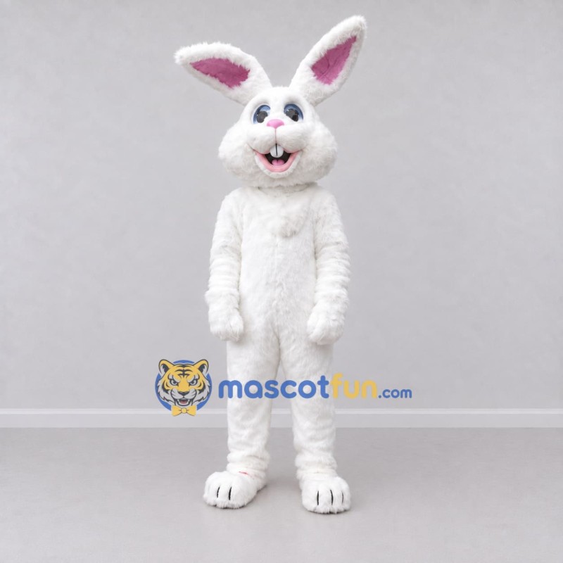 Custom White Rabbit Mascot Costume Adult Full Body Suit for Easter Events Custom White Rabbit Mascot Costume Adult Full Body Suit for Easter Events