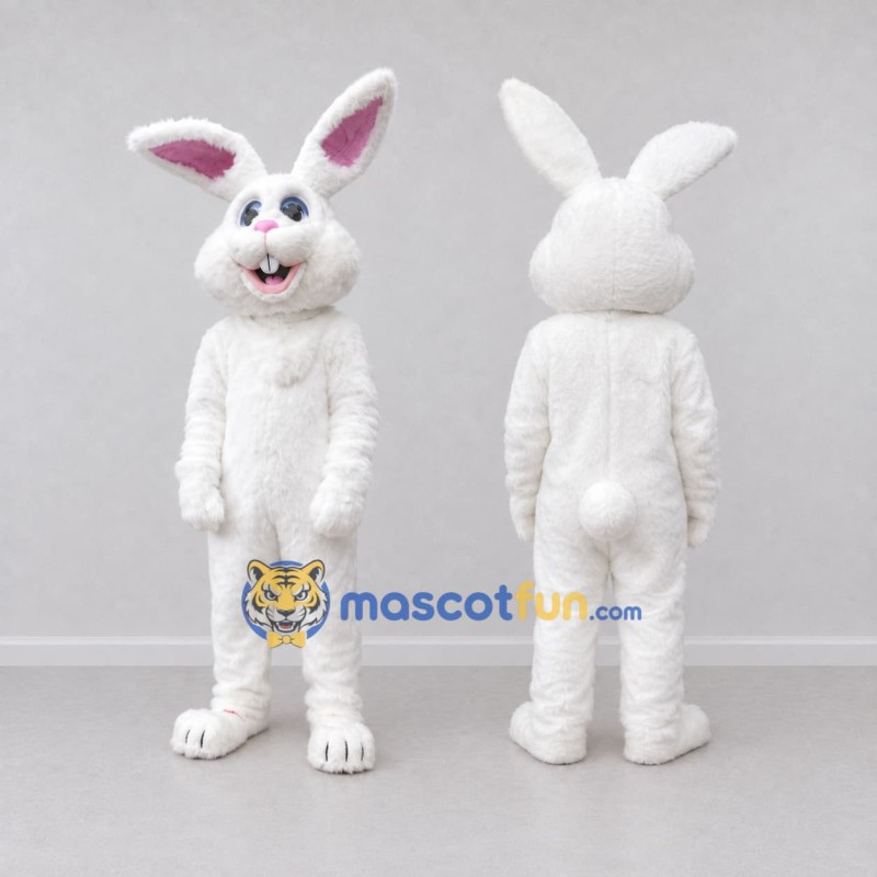 Custom White Rabbit Mascot Costume Adult Full Body Suit for Easter Events Custom White Rabbit Mascot Costume Adult Full Body Suit for Easter Events