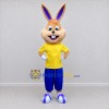 Custom Tan Yellow and Blue Rabbit in Sportswear Mascot Costume Adult Full Body Suit for Easter Events Custom Tan Yellow and Blue Rabbit in Sportswear Mascot Costume Adult Full Body Suit for Easter Events