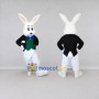 Custom White Black and Green Rabbit in Tuxedo Mascot Costume Adult Full Body Suit for Easter Events