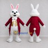 Custom White Red and Gold Rabbit in Tailcoat Mascot Costume Adult Full Body Suit for Easter Events Custom White Red and Gold Rabbit in Tailcoat Mascot Costume Adult Full Body Suit for Easter Events