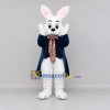 Custom White and Navy Blue Rabbit in Tailcoat Mascot Costume Adult Full Body Suit for Easter Events Custom White and Navy Blue Rabbit in Tailcoat Mascot Costume Adult Full Body Suit for Easter Events