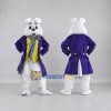 Custom White Purple and Yellow Rabbit in Tailcoat Mascot Costume Adult Full Body Suit for Easter Events Custom White Purple and Yellow Rabbit in Tailcoat Mascot Costume Adult Full Body Suit for Easter Events