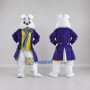 Custom White Purple and Yellow Rabbit in Tailcoat Mascot Costume Adult Full Body Suit for Easter Events